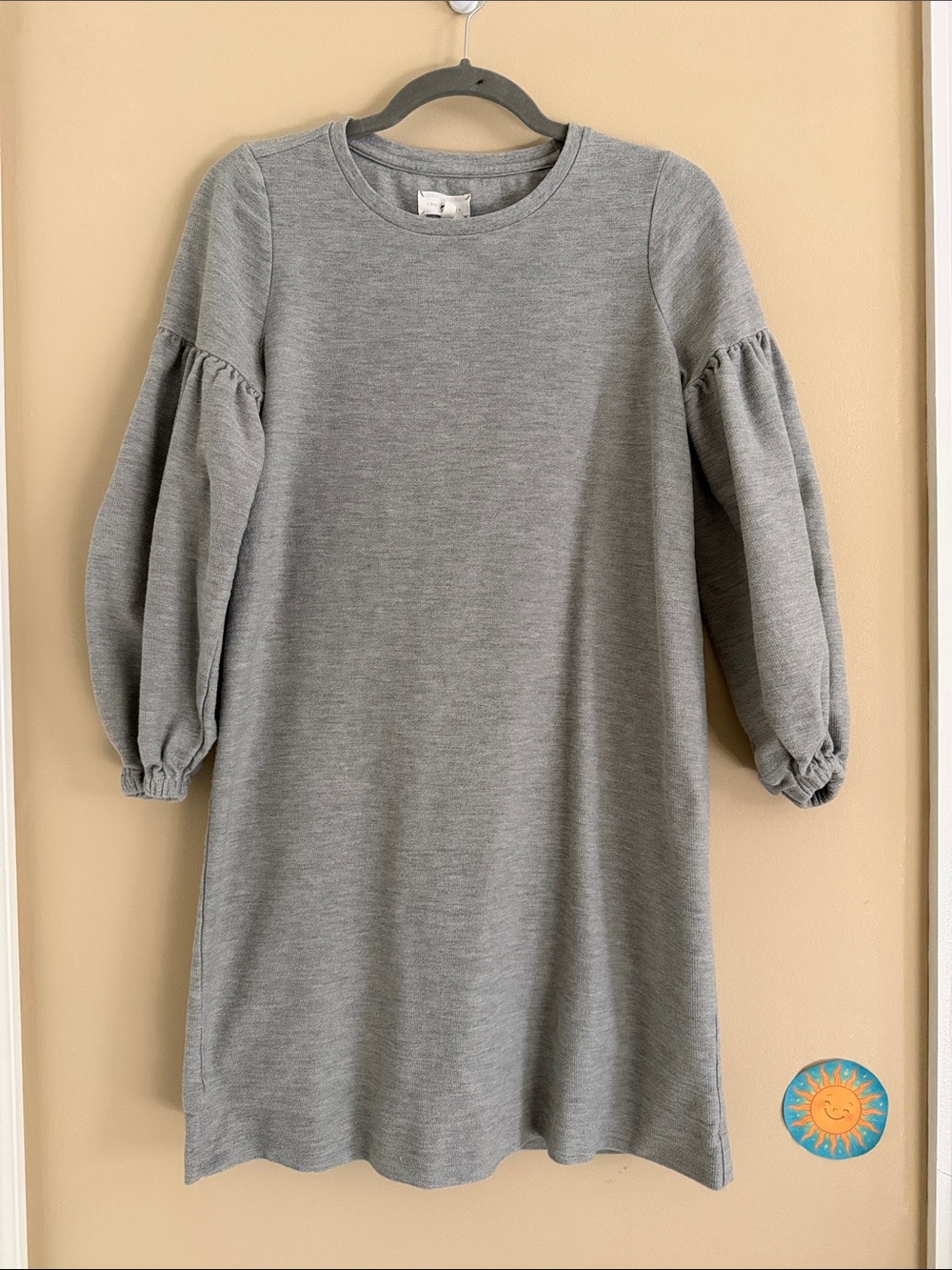 Lou & Grey Cotton Blend Gray Puff Sleeve Sweatshirt Dress Size XS